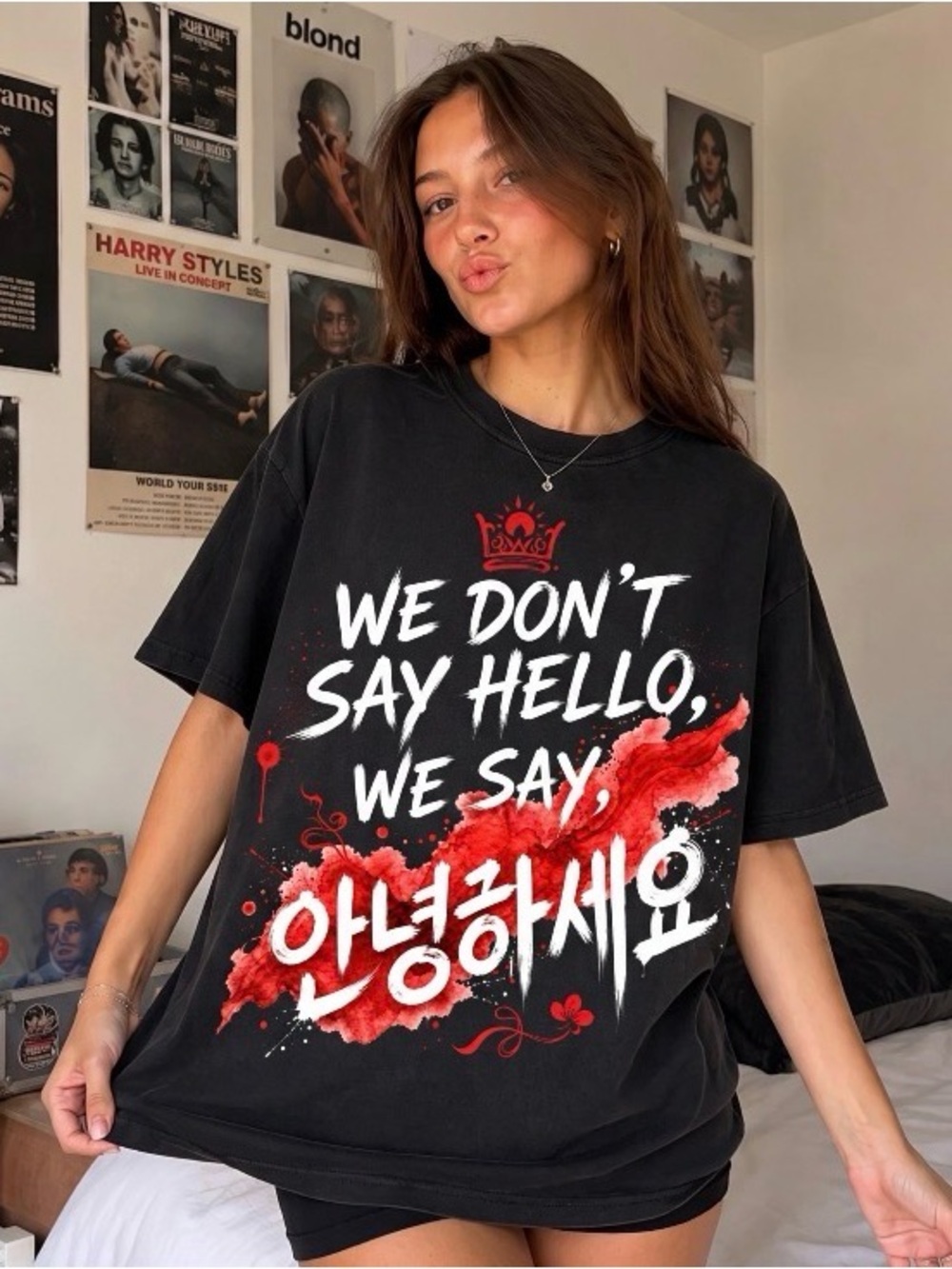 Korean Greeting Comfort Colors T-Shirt, Kpop Army Merch Tee, We Don't Say Hello